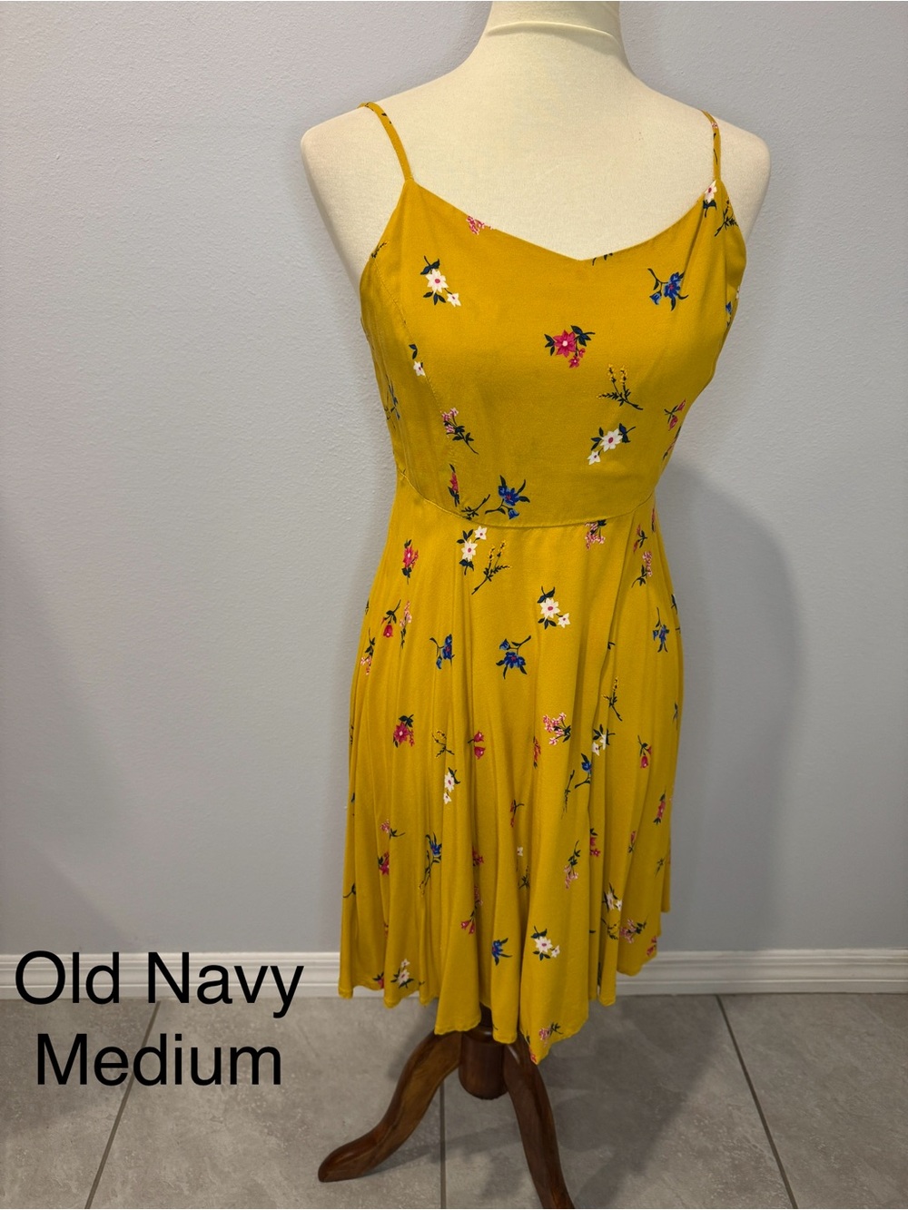 Old Navy Yellow Floral Spaghetti-Strap Mini Dress
